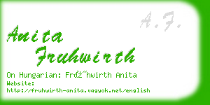 anita fruhwirth business card